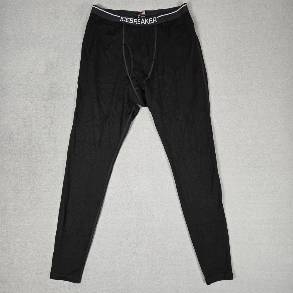 Icebreakers Pants Mens 2XL Black Merino Wool Baselayer BodyFit 260Thermal